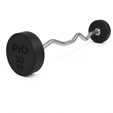 Set de rubber barbell curvo Pio negro 10-30 Kgs